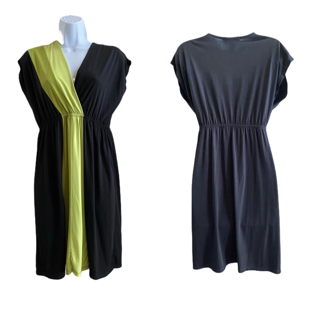 Green and black vneck empire waist dress S/M